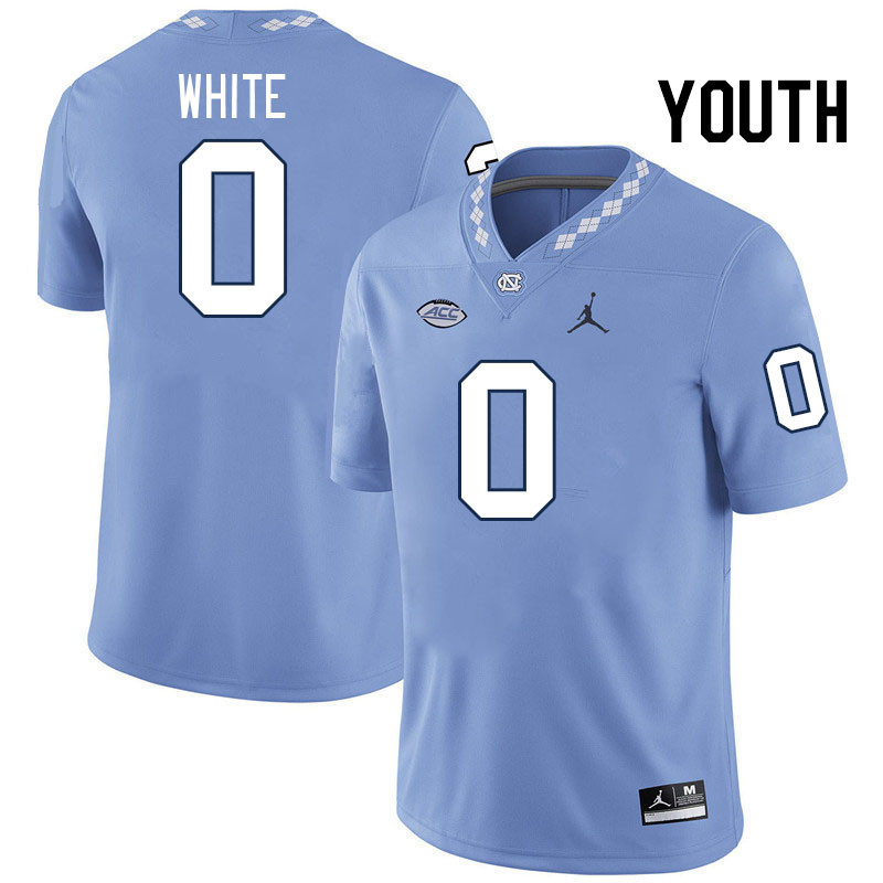 Youth #0 Ty White North Carolina Tar Heels College Football Jerseys Stitched-Carolina Blue